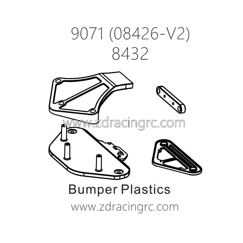 ZD RACING Pirates2 TC-8 9071 V2 Parts 8432 Bumper Plastics