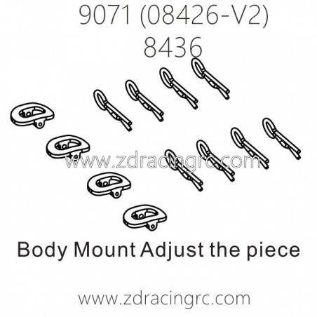 ZD RACING Pirates2 TC-8 9071 V2 Parts 8436 Body Mount Adjust the Piece