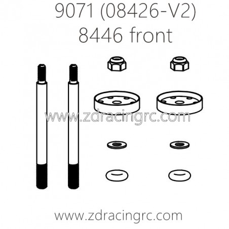 ZD RACING Pirates2 TC-8 9071 V2 Parts 8446 Front Shock Absorber Shafts
