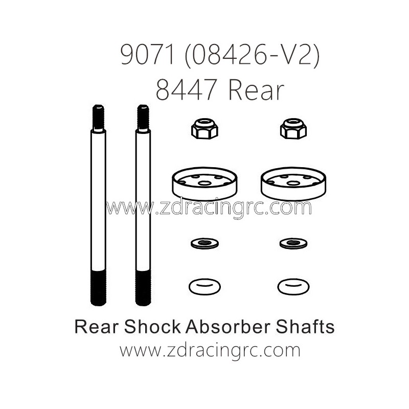 ZD RACING Pirates2 TC-8 9071 V2 Parts 8447 Rear Shock Absorber Shafts