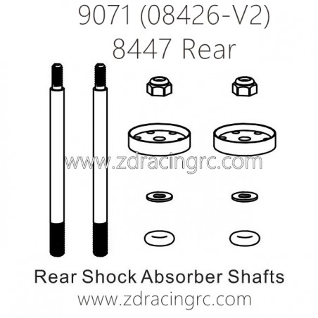 ZD RACING Pirates2 TC-8 9071 V2 Parts 8447 Rear Shock Absorber Shafts