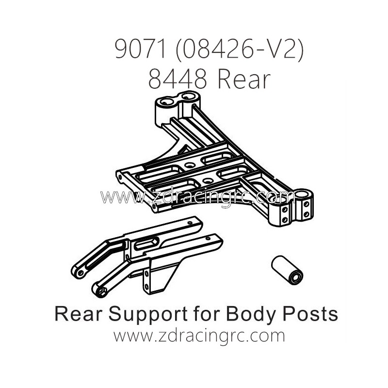 ZD RACING Pirates2 TC-8 9071 V2 Parts 8448 Rear Support for Body Posts