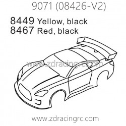 ZD RACING Pirates2 TC-8 9071 V2 Parts 8449 Yellow Black 8467 Red Black Body Shell