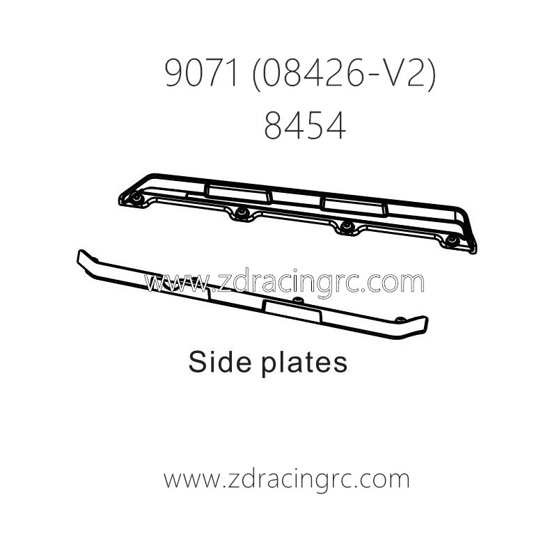 ZD RACING Pirates2 TC-8 9071 V2 Parts 8454 Side Plates