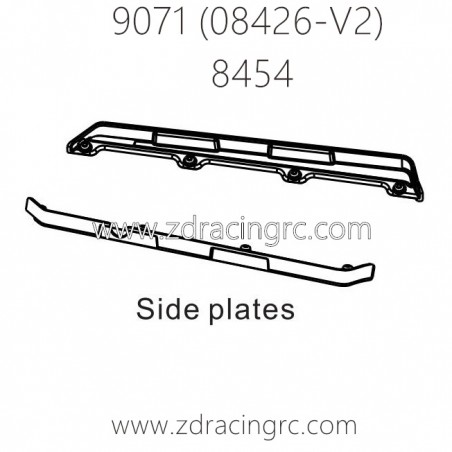 ZD RACING Pirates2 TC-8 9071 V2 Parts 8454 Side Plates