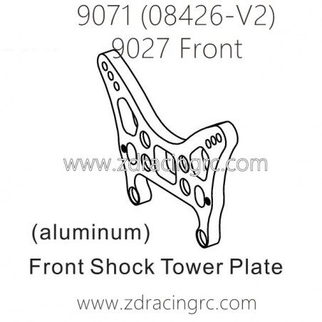 ZD RACING Pirates2 TC-8 9071 V2 Parts 9027 Front Shock Tower Plate Aluminum