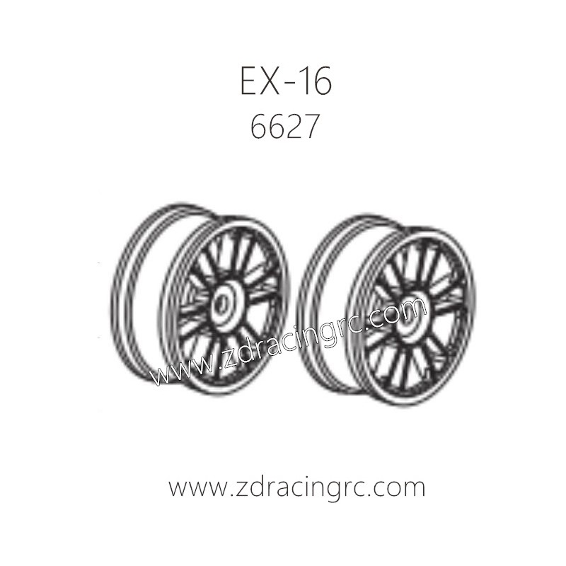 ZD RACING EX16 1/16 Drift Car Parts 6627 2pcs Tire Rim (coppery) Set