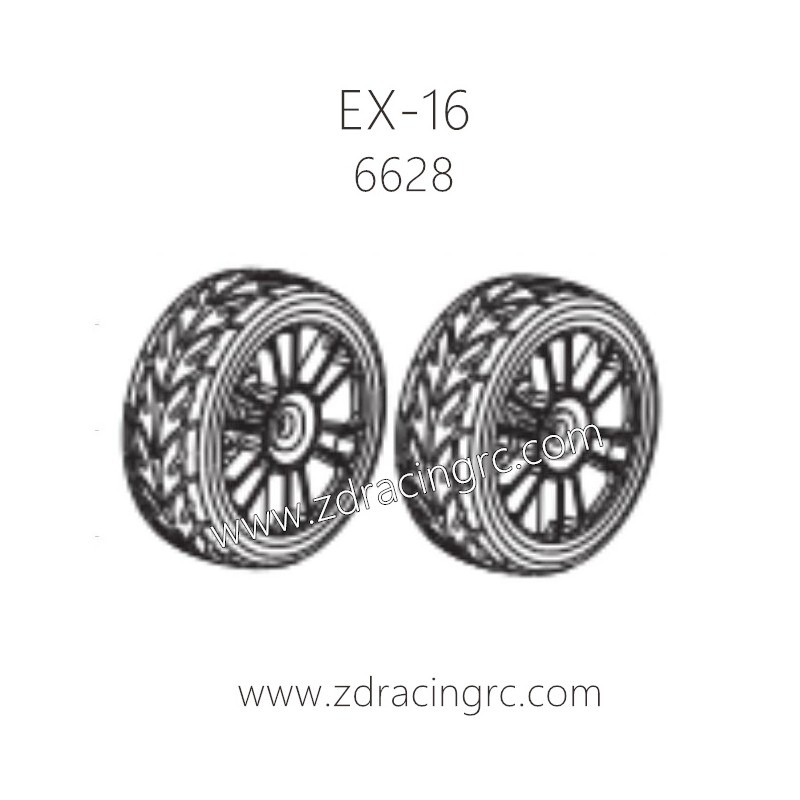 ZD RACING EX16 1/16 Drift Car Parts 6628 Tire Rim (coppery) Set