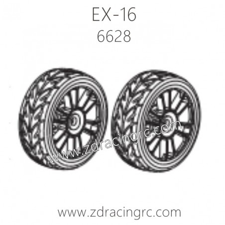 ZD RACING EX16 1/16 Drift Car Parts 6628 Tire Rim (coppery) Set