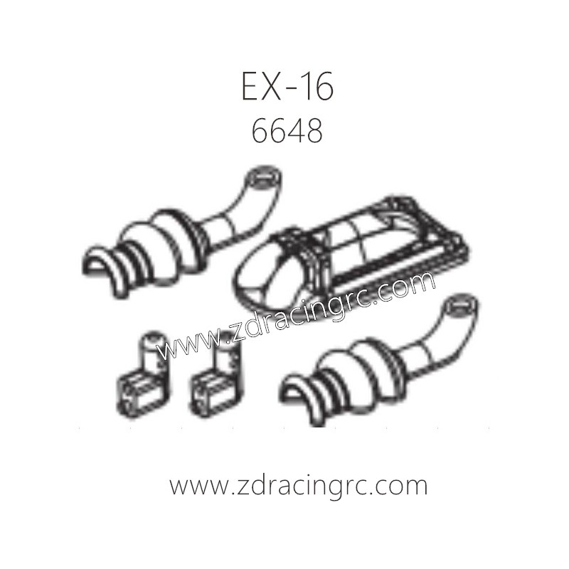 ZD RACING EX16 1/16 Drift Car Parts 6648 Exhaust for Can (B)