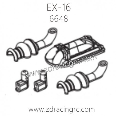 ZD RACING EX16 1/16 Drift Car Parts 6648 Exhaust for Can (B)