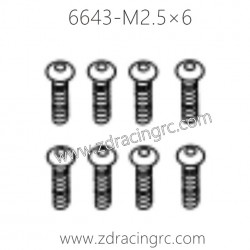 6643 M2.5×6 Button Head Screw for ZD RACING 1/16 RC Car