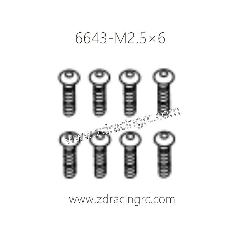 6643 M2.5×6 Button Head Screw for ZD RACING 1/16 RC Car