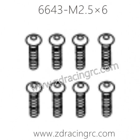 6643 M2.5×6 Button Head Screw for ZD RACING 1/16 RC Car