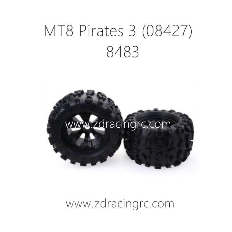 ZD RACING MT8 Pirates 3 1/8 Parts 8483 Wheels Tires