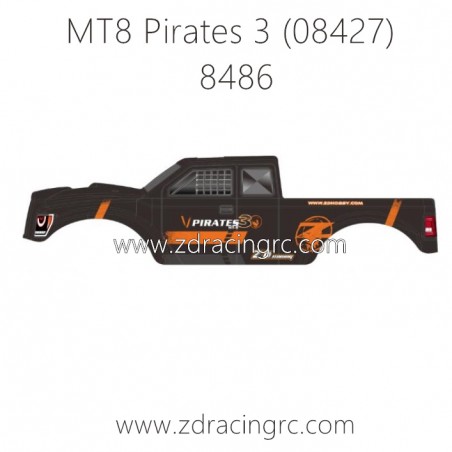 ZD RACING MT8 Pirates 3 1/8 Parts 8486 PVC body Camouflage 08427 New