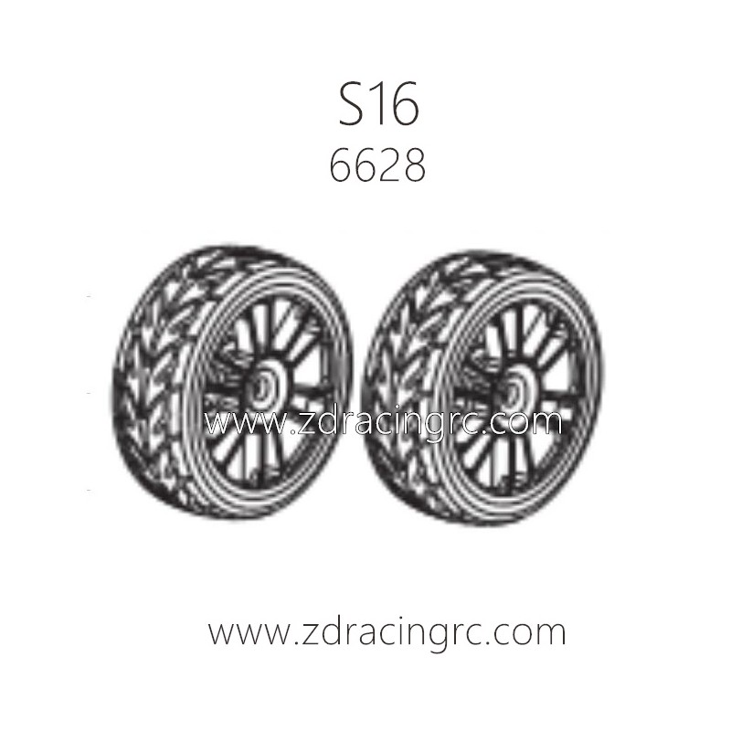 ZD RACING Rocket S16 Parts 6628 Tire Rim (coppery) Set