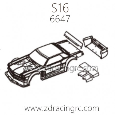 ZD RACING Rocket S16 1/16 Parts 6647 Car B body