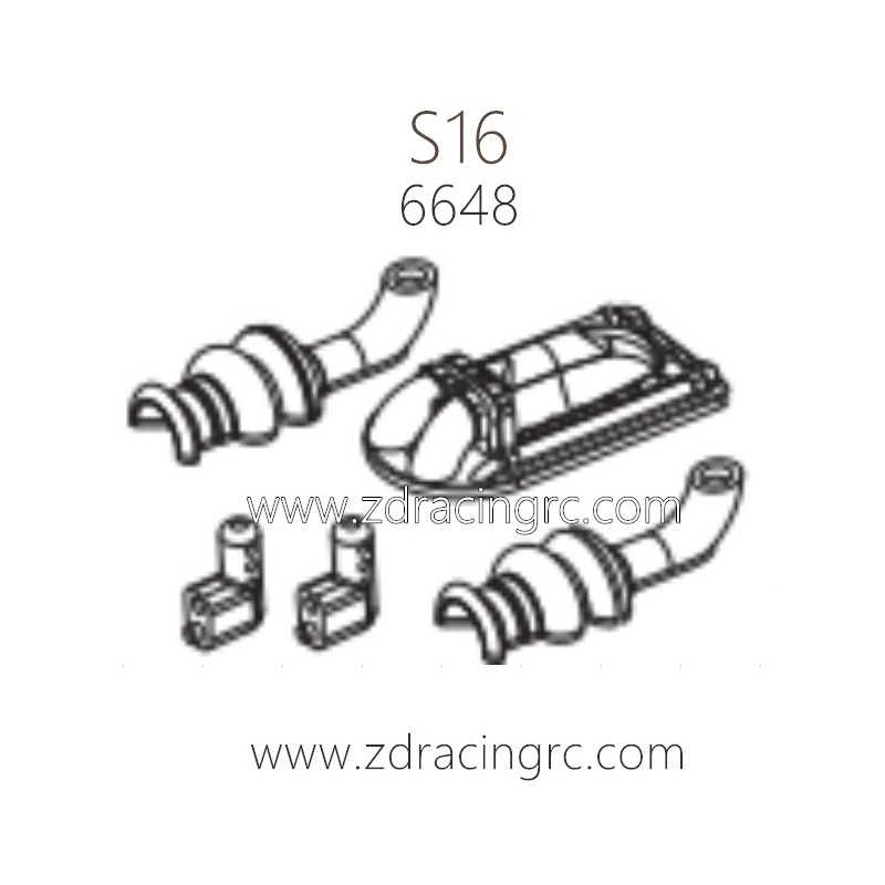ZD RACING Rocket S16 1/16 Parts 6648 Exhaust for Can B