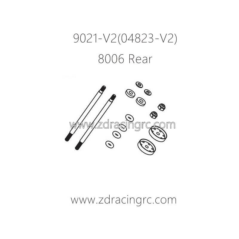ZD RACING Rocket 08423 9021 V2 Parts 8006 Rear Shock Absorber Shafts