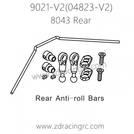 ZD RACING Rocket 08423 9021 V2 Parts 8043 Rear Anti-Roll Bars
