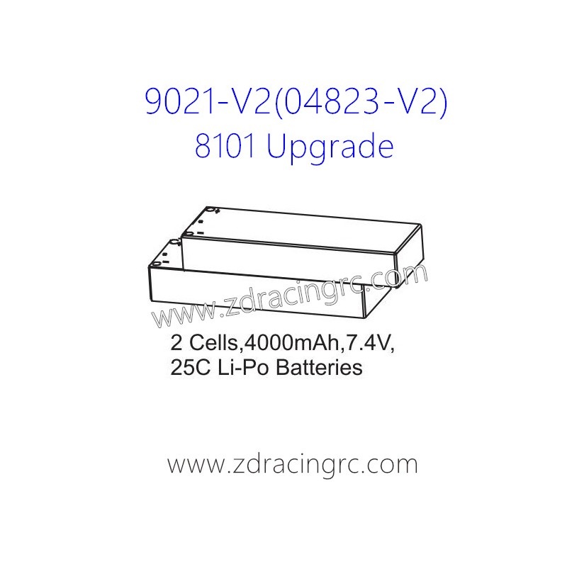 ZD RACING Rocket 08423 9021 V2 Parts 8101 Upgrade 2 Cells 4000mAh 7.4V 25C Lipo Battery