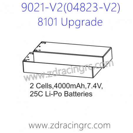 ZD RACING Rocket 08423 9021 V2 Parts 8101 Upgrade 2 Cells 4000mAh 7.4V 25C Lipo Battery