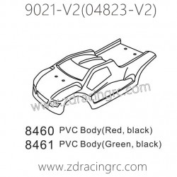 ZD RACING Rocket 08423 9021 V2 Parts 8460-PVC Body Red and Black 8461 PVC Body Green Black