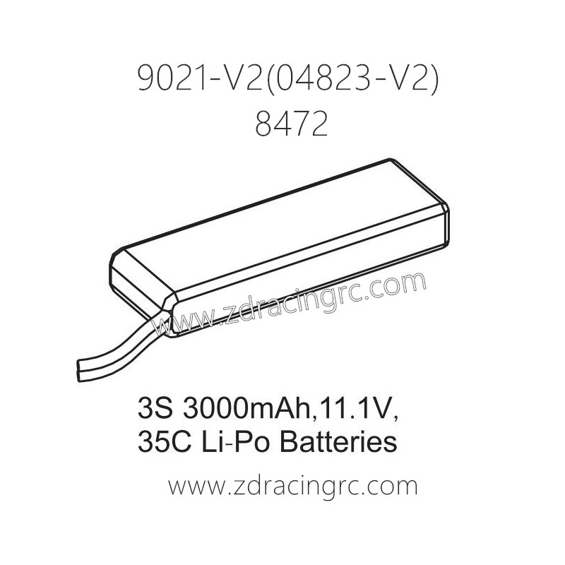 ZD RACING Rocket 08423 9021 V2 Parts 8472 3S 3000mAh 11.1V 35C Lipo Battery