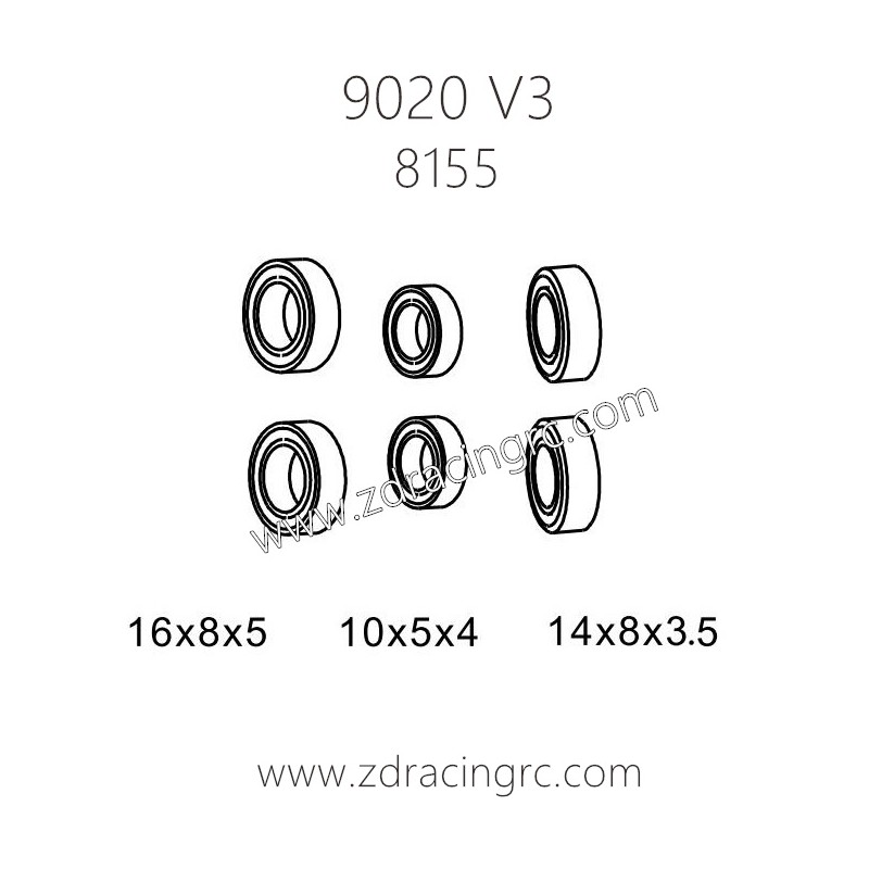 ZD RACING 9020 V3 1/8 RC Car Parts 8155 Bearing set