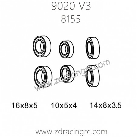 ZD RACING 9020 V3 1/8 RC Car Parts 8155 Bearing set