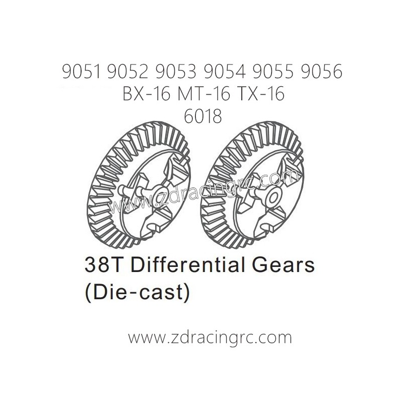 ZD RACING 9051 9052 9503 9054 9055 9056 Parts 6018 38T Differential Gears Die-cast