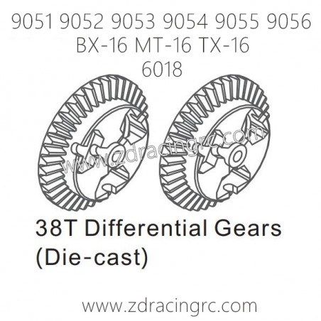 ZD RACING 9051 9052 9503 9054 9055 9056 Parts 6018 38T Differential Gears Die-cast