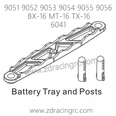 ZD RACING 9051 9052 9503 9054 9055 9056 Parts 6041 Battery Tray and Posts