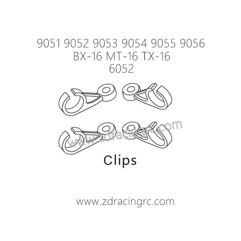 ZD RACING 9051 9052 9503 9054 9055 9056 Parts 6052 Clips set