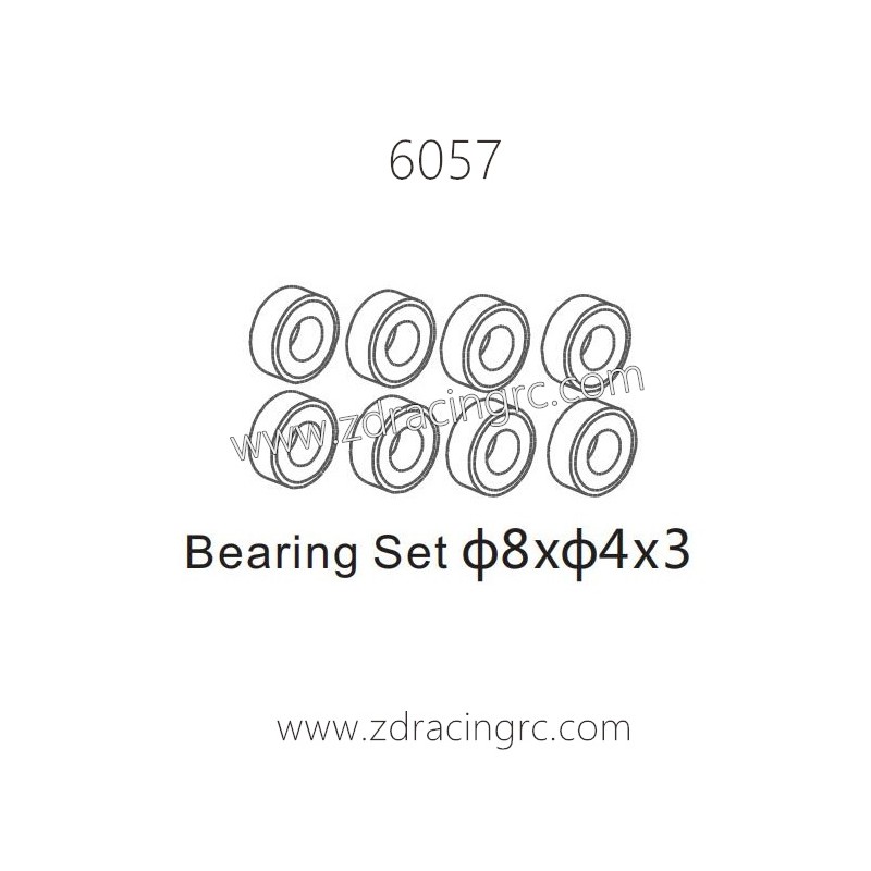 ZD RACING 1/16 RC Car Parts 6057 Bearing Set 8x4x3, for Raptors