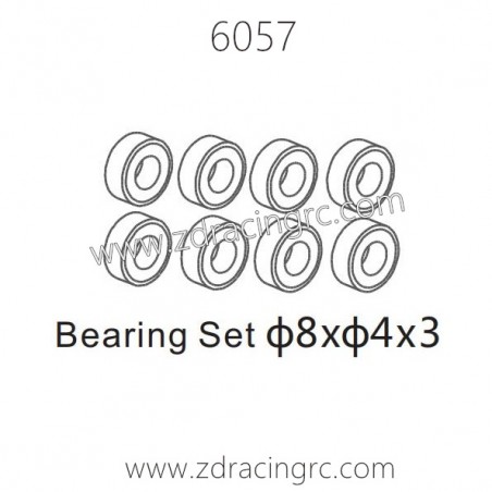 ZD RACING 1/16 RC Car Parts 6057 Bearing Set 8x4x3, for Raptors