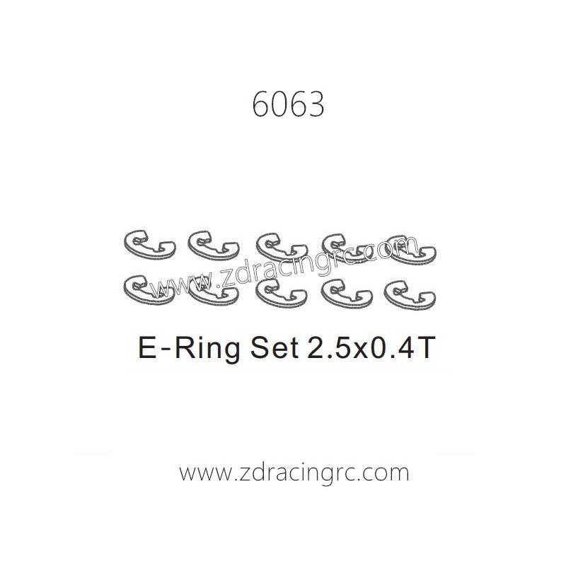 ZD RACING 1/16 RC Car Parts 6063 E-Ring Set 2.5X0.4T, for Raptors