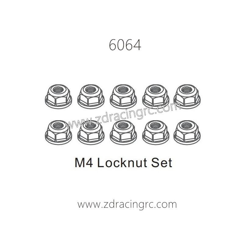 ZD RACING 1/16 RC Car Parts 6064 M4 Locknut Set