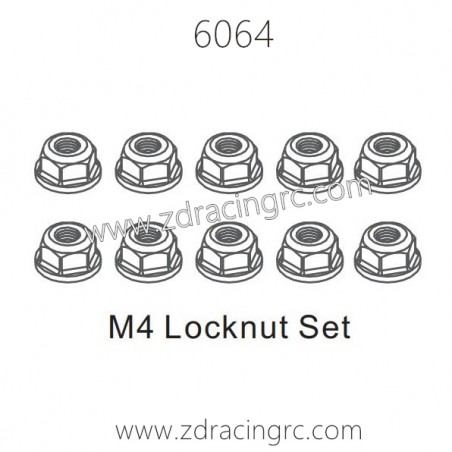 ZD RACING 1/16 RC Car Parts 6064 M4 Locknut Set