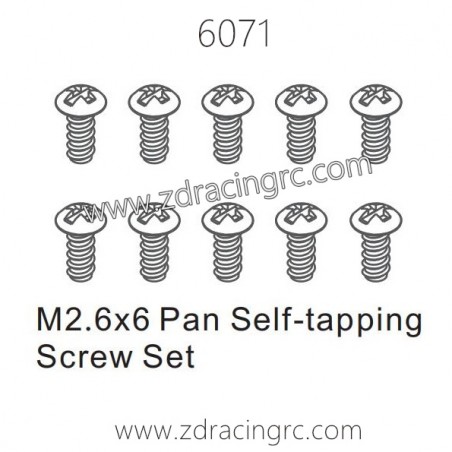 ZD RACING 1/16 RC Car Parts 6071 M2.6X Pan Self-tapping Screw Set ZD RACING 1/16 RC Car Parts 6071 M2.6X Pan Self-tapping Screw Set
