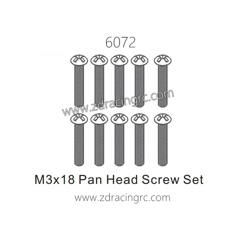 ZD RACING 1/16 RC Car Parts 6072 M3X18 Pan Head Screw set