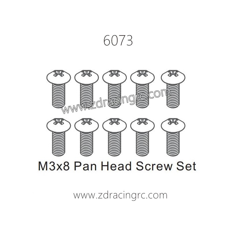 ZD RACING 1/16 RC Car Parts 6073 M3x8 Pan Head Screw Set