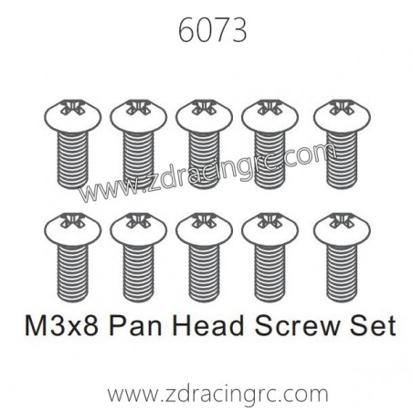 ZD RACING 1/16 RC Car Parts 6073 M3x8 Pan Head Screw Set