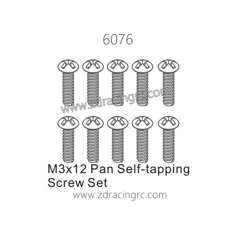 ZD RACING 1/16 RC Car Spare Parts 6076 M3X12 Pan Self-Tapping Screw
