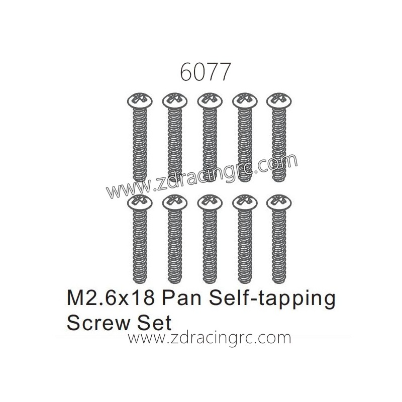 ZD RACING 1/16 RC Car Spare Parts 6077 M2.6X18 Pan Self-Tapping Screw set