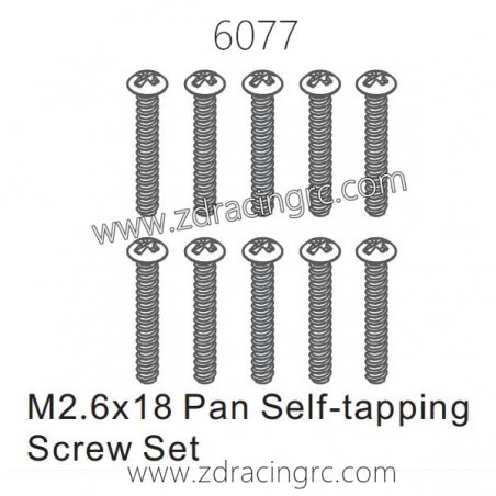 ZD RACING 1/16 RC Car Spare Parts 6077 M2.6X18 Pan Self-Tapping Screw set