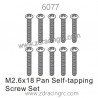 ZD RACING 1/16 RC Car Spare Parts 6077 M2.6X18 Pan Self-Tapping Screw set