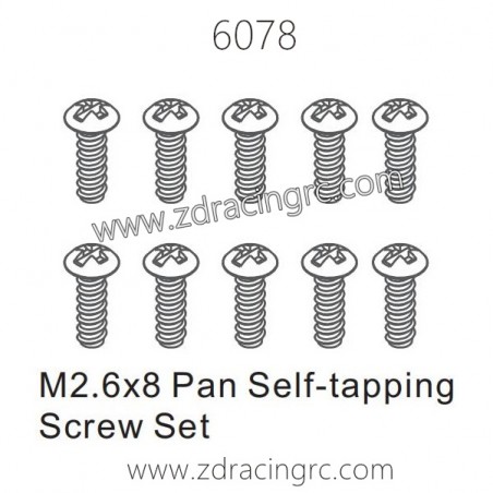 ZD RACING 1/16 RC Car Spare Parts 6078 M2.6X8 Pan Seft-tapping Screw