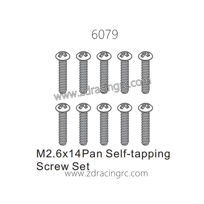 ZD RACING 1/16 RC Car Spare Parts 6079 M2.6X14 Pan Self-tapping Screw set
